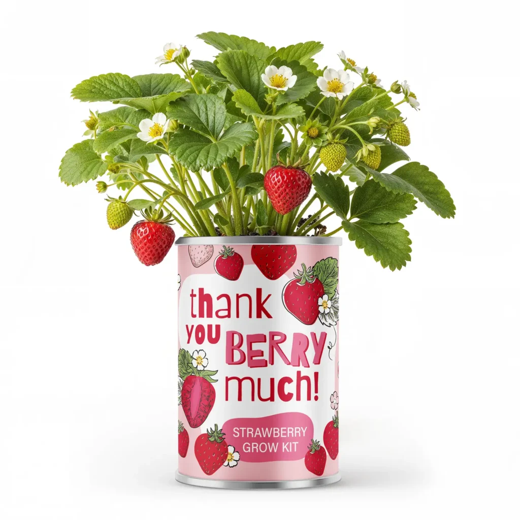 Geschenkblik Aardbeienplantje | Thank You Berry Much