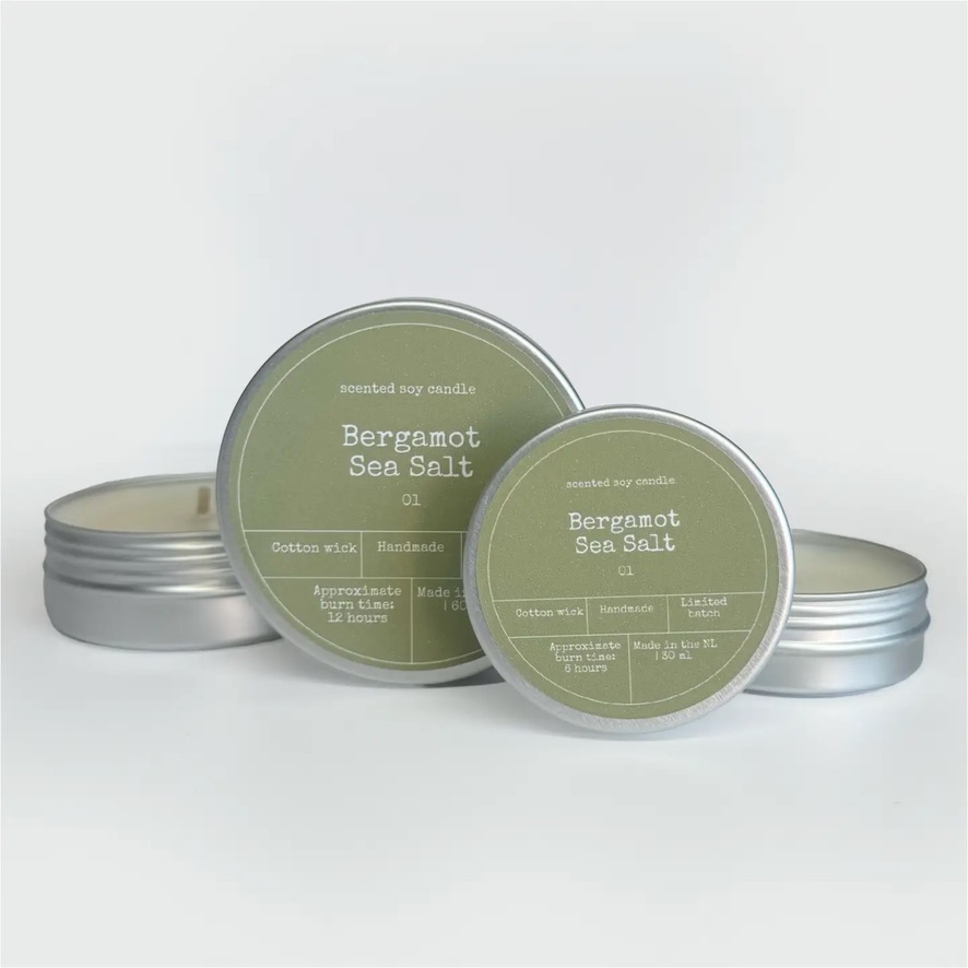 Bon Babef - Geurkaars in blik | Bergamot & Sea Salt
